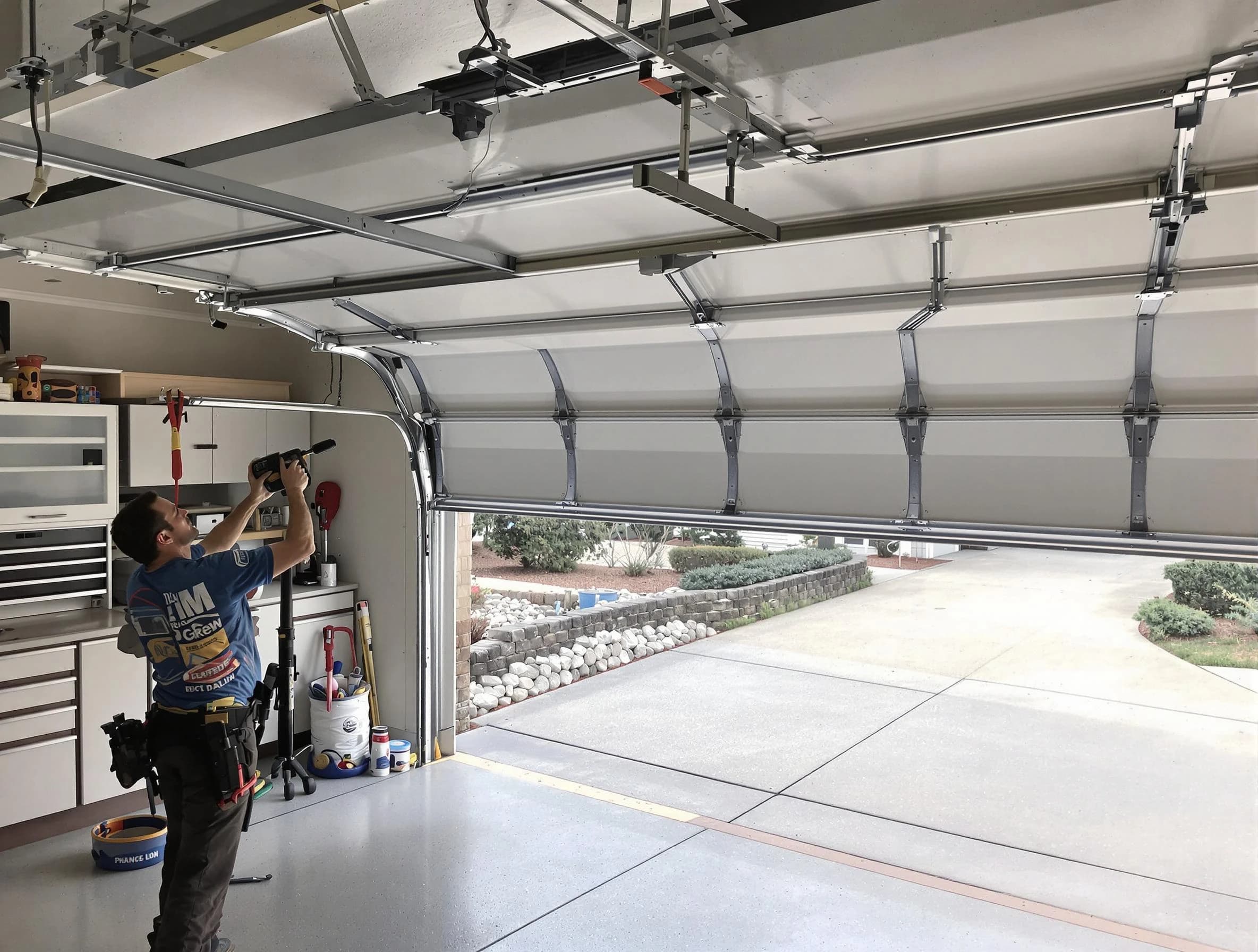 Garage door track repair service by Stockbridge Garage Door Repair in Stockbridge