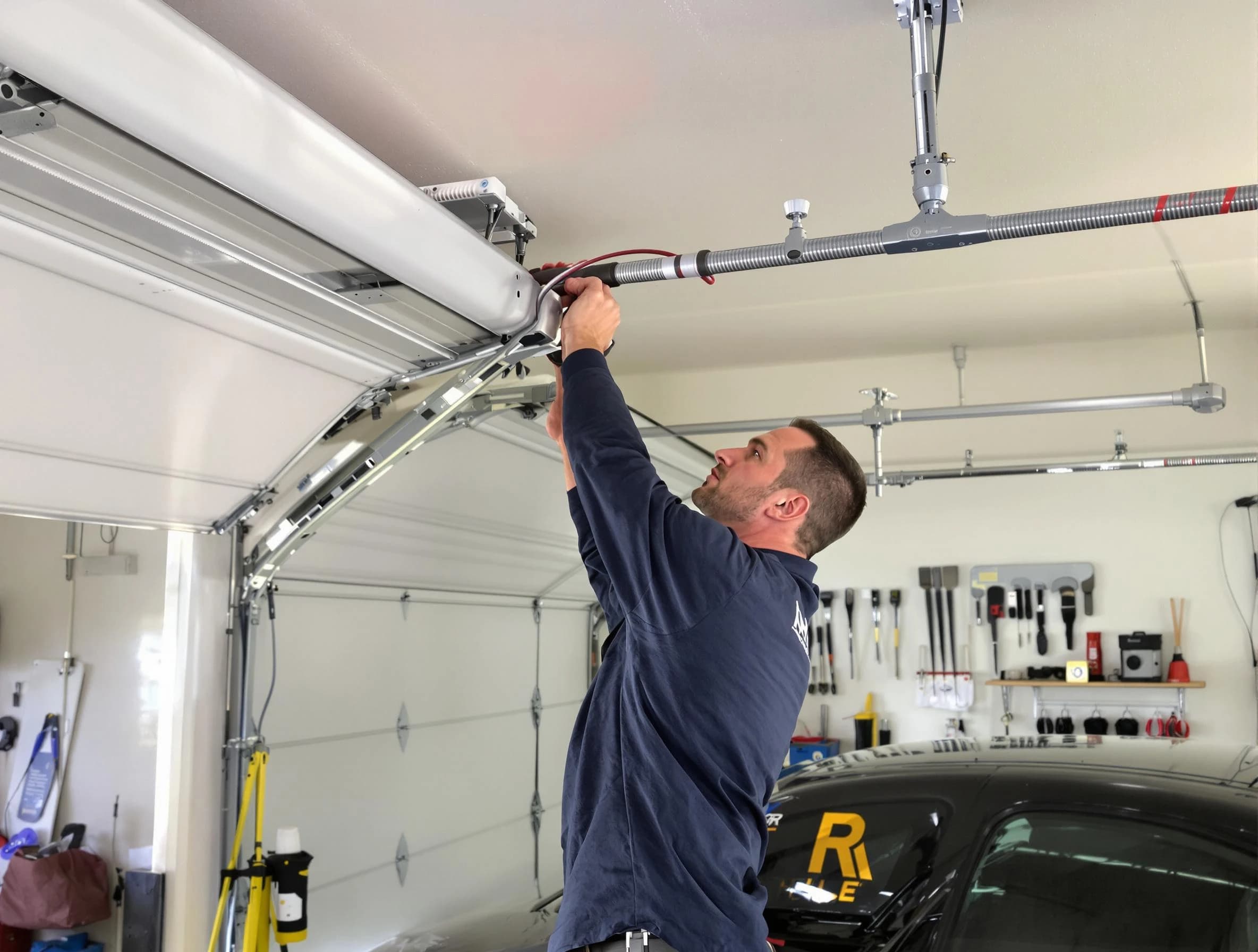 Stockbridge Garage Door Repair technician performing garage door cable repair in Stockbridge