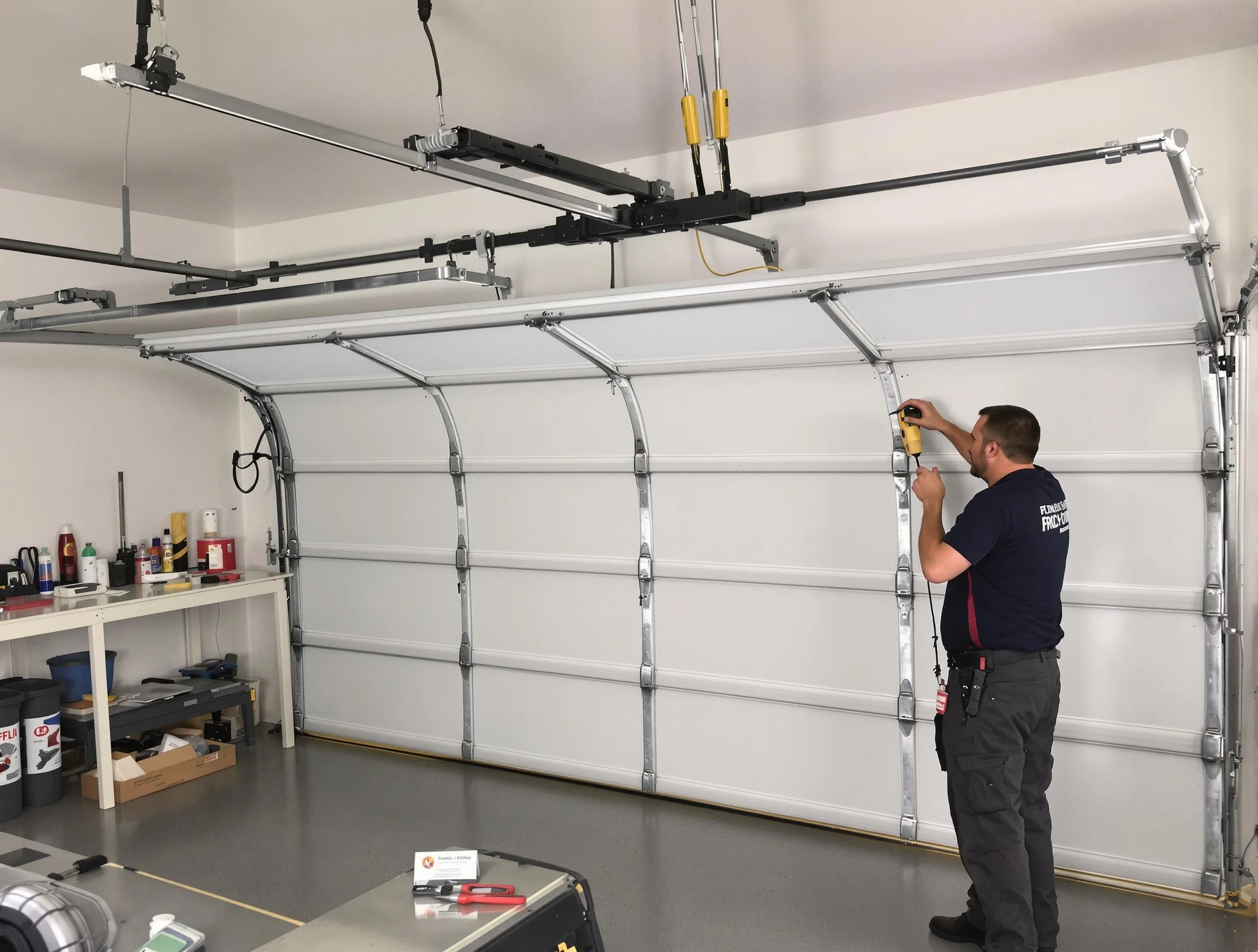 Stockbridge Garage Door Repair certified technician performing overhead door system repair in Stockbridge