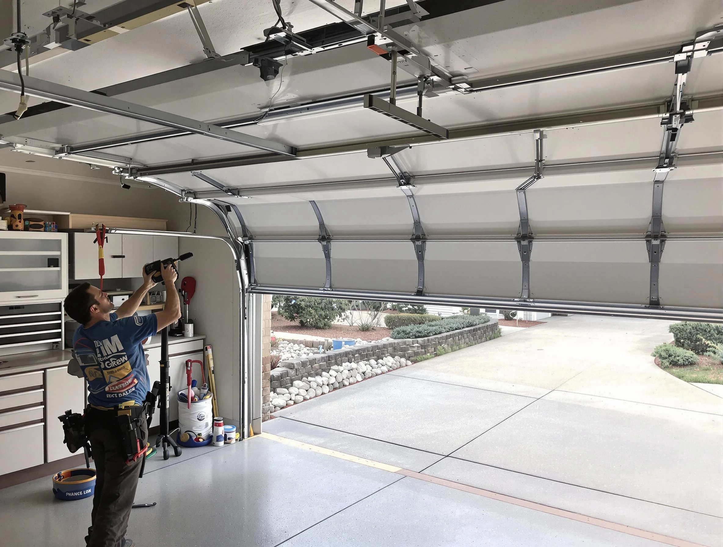 Garage door track repair service by Stockbridge Garage Door Repair in Stockbridge